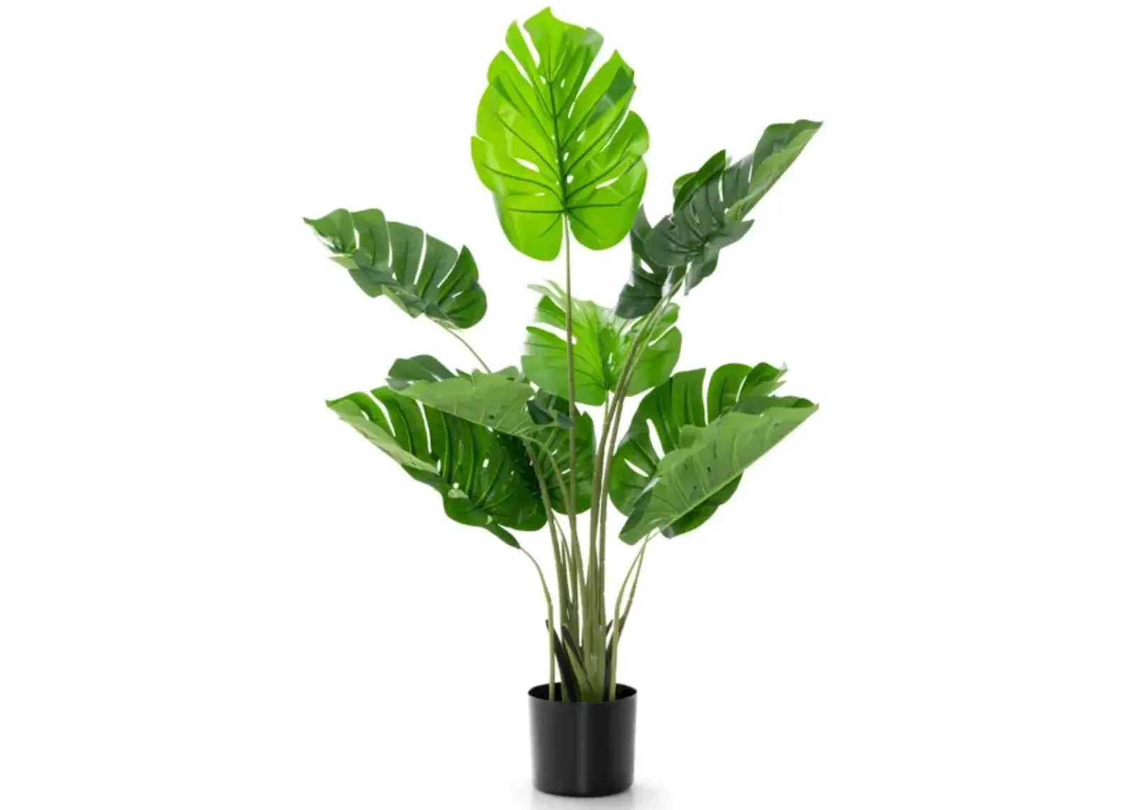 Hivvago 4 Feet Artificial Monstera Deliciosa Tree with 10 Leaves of Different Sizes