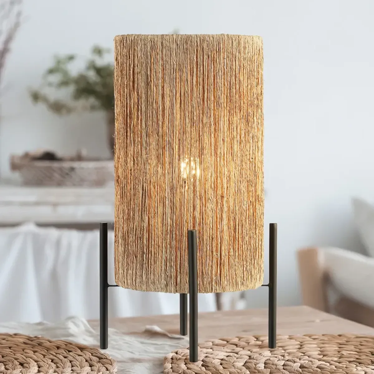 Kai Coastal Minimalist Rattan LED Table Lamp