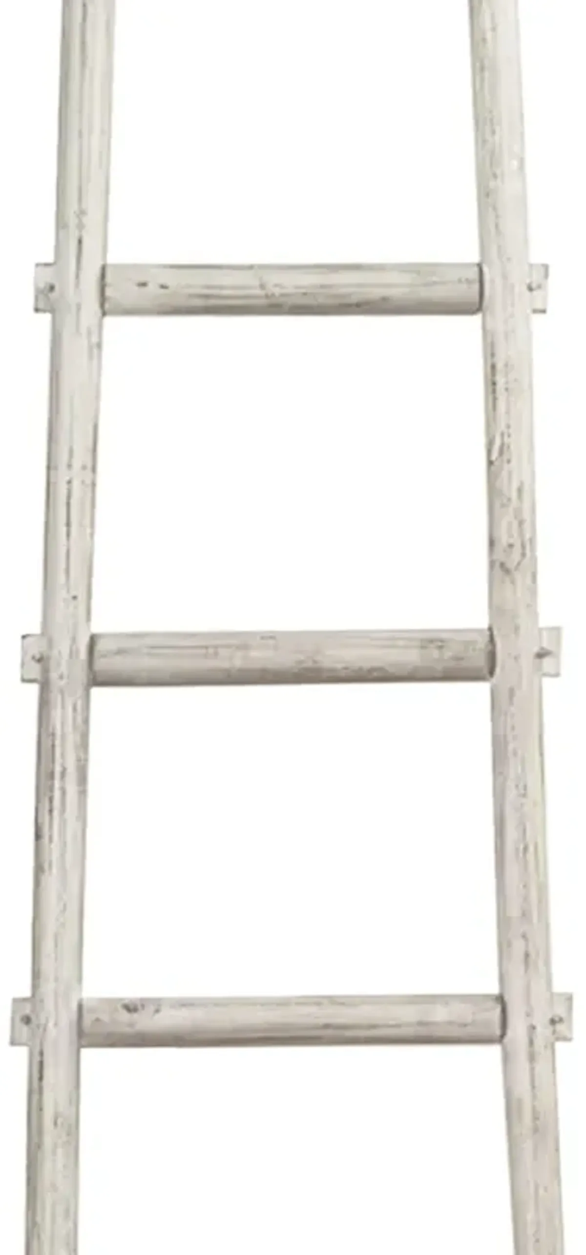 Transitional Style Wooden Decor Ladder with 5 Steps, White - Benzara
