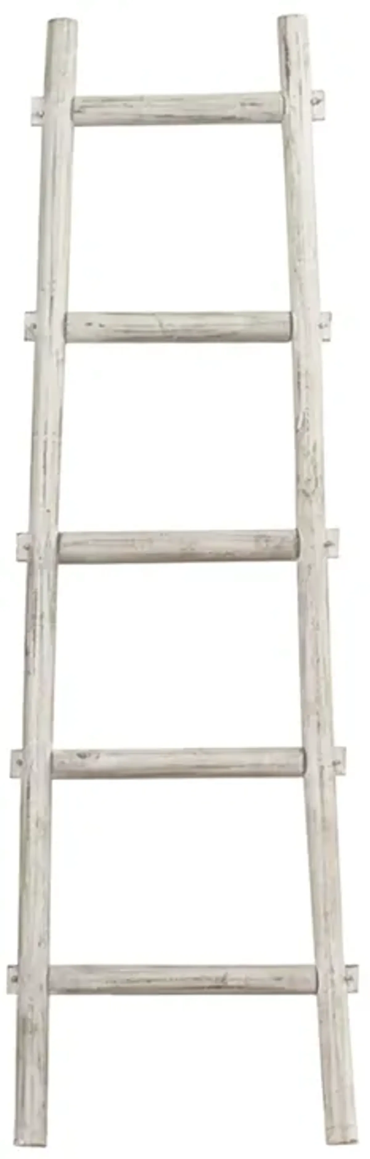 Transitional Style Wooden Decor Ladder with 5 Steps, White - Benzara