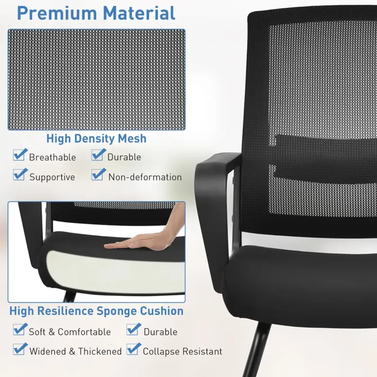 Costway Set of 4 Conference Chairs Mesh Reception Office Guest Chairs w/ Lumbar Support