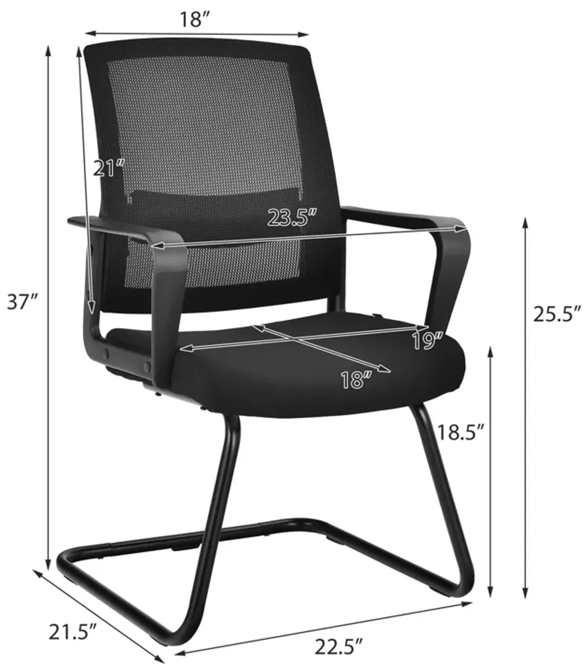 Costway Set of 4 Conference Chairs Mesh Reception Office Guest Chairs w/ Lumbar Support