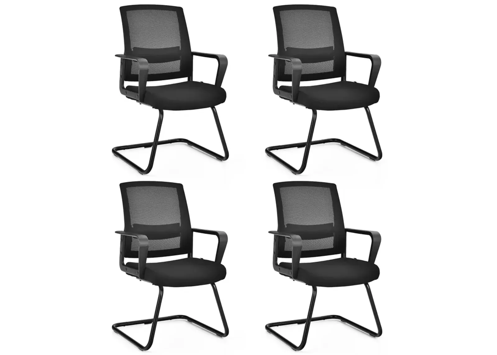 Costway Set of 4 Conference Chairs Mesh Reception Office Guest Chairs w/ Lumbar Support