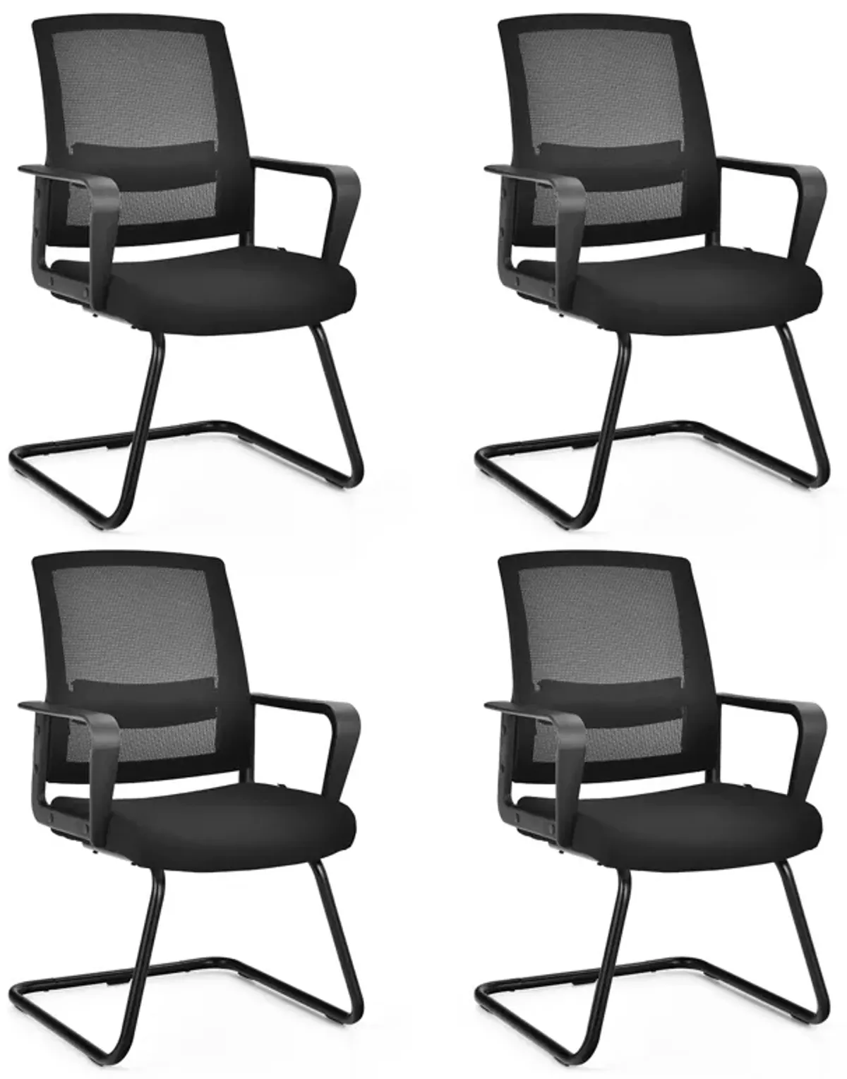 Costway Set of 4 Conference Chairs Mesh Reception Office Guest Chairs w/ Lumbar Support