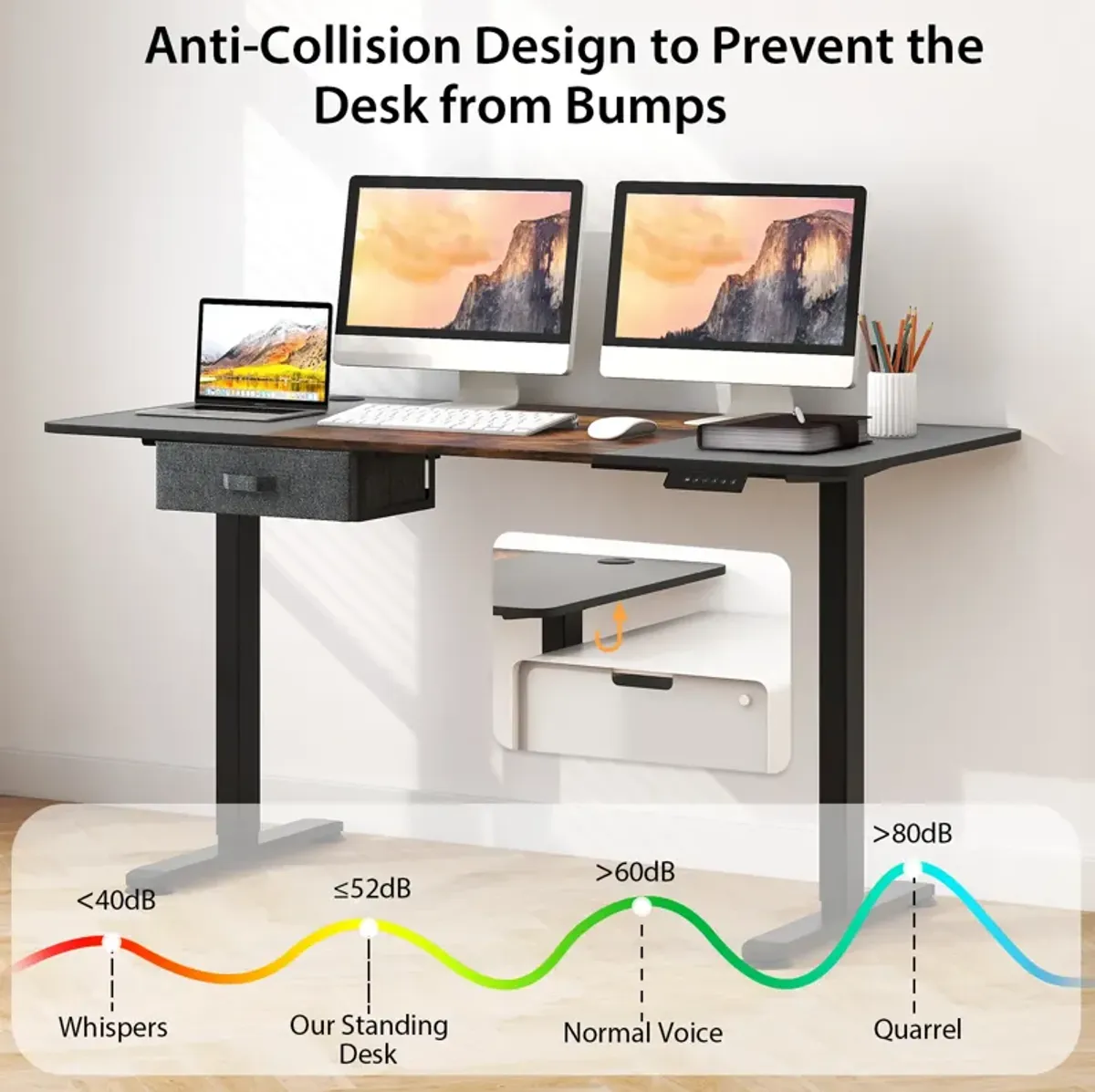 Height Adjustable Electric Standing Desk with USB Charging Port