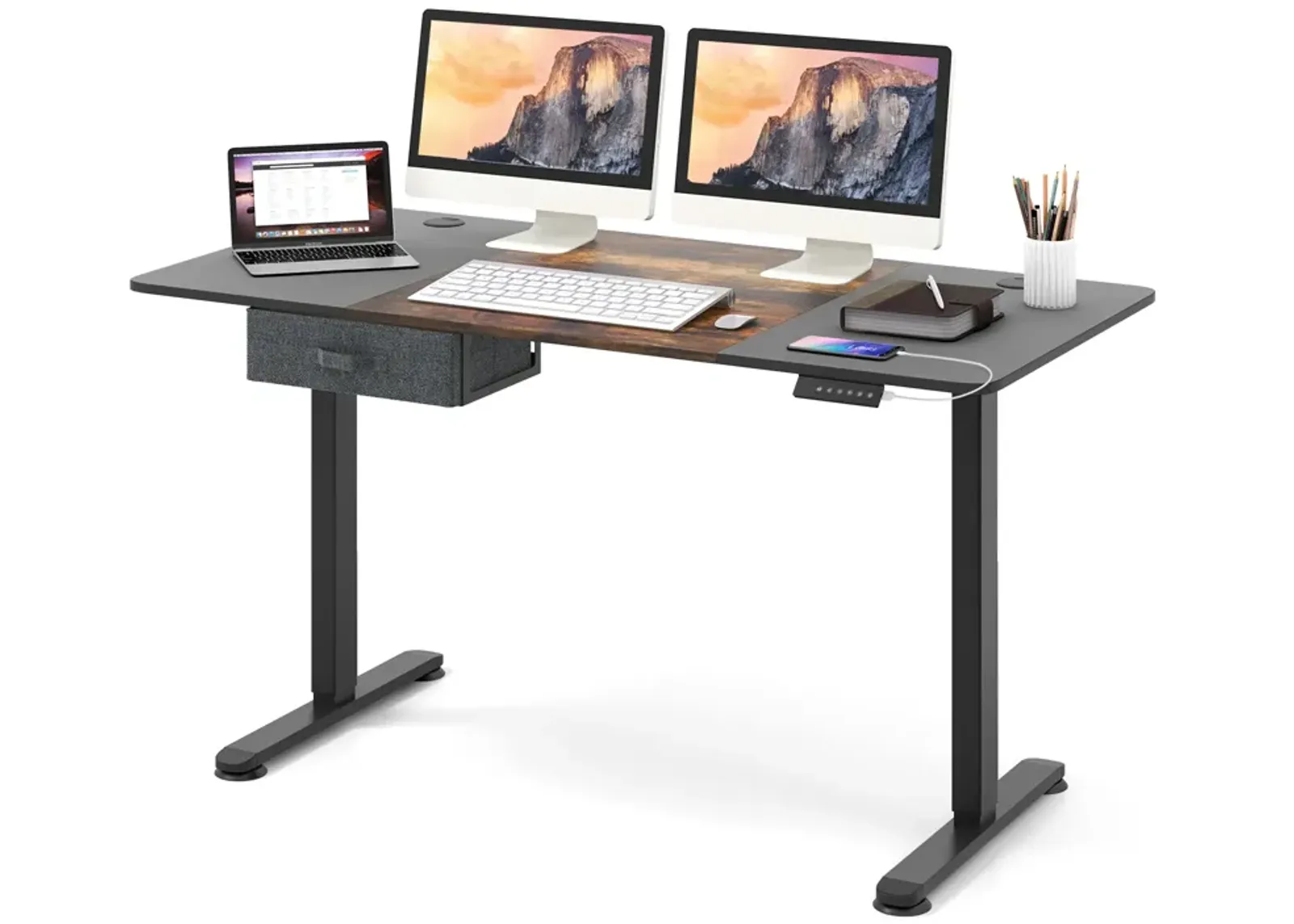 Height Adjustable Electric Standing Desk with USB Charging Port