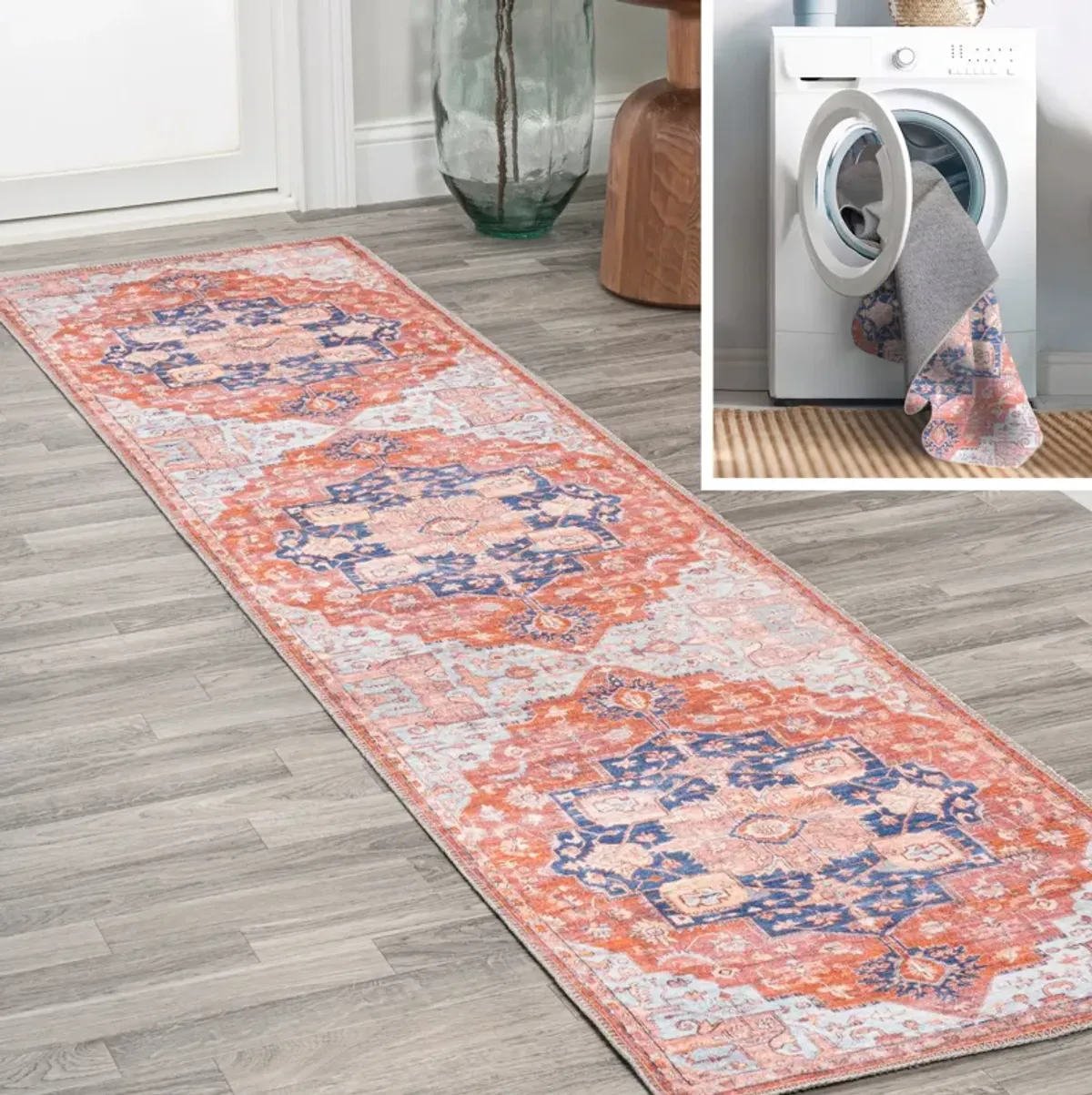 Maris Ornate Medallion Machine-Washable Area Rug