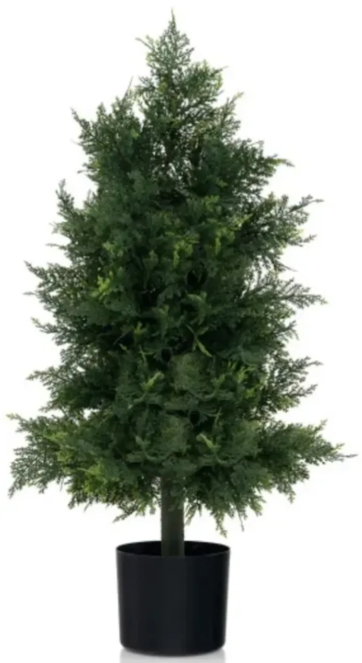 Artificial Cedar Topiary Tree in Plastic Nursery Pot – Perfect for Porch and Office Decor