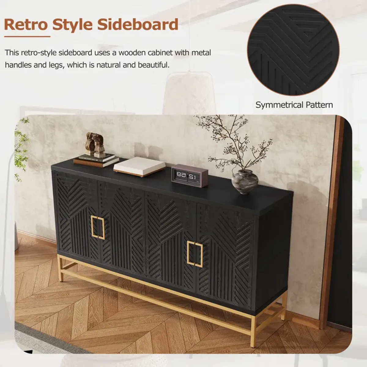 Merax Retro Style Sideboard with Adjustable Shelves