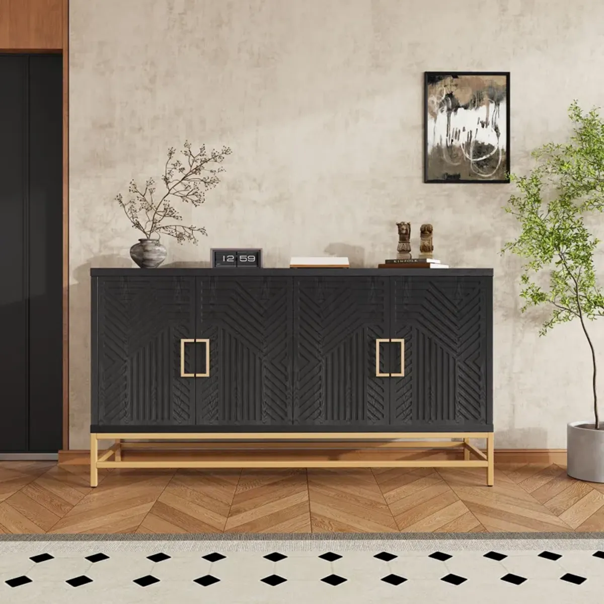 Merax Retro Style Sideboard with Adjustable Shelves