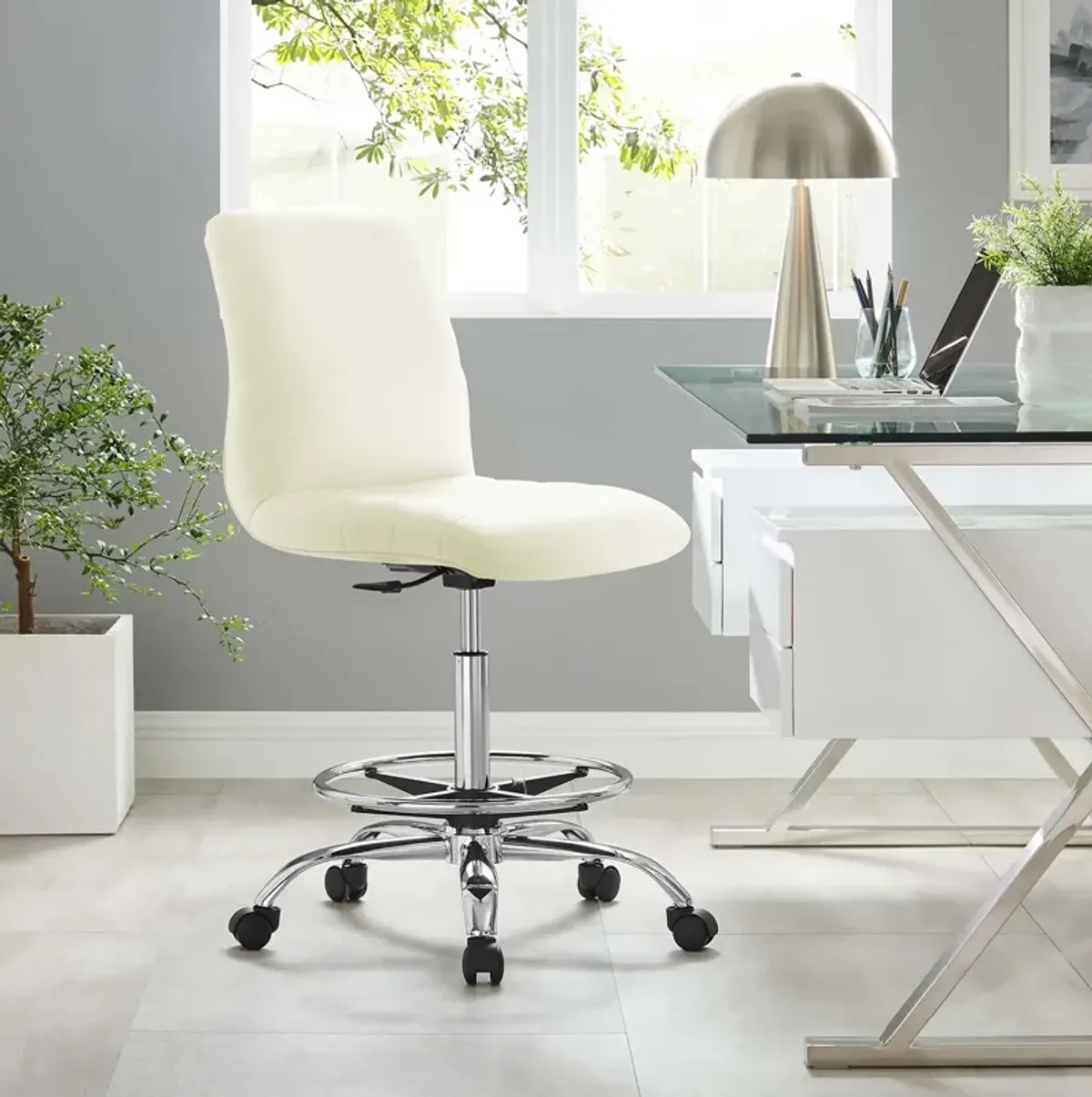 Modway Furniture - Ripple Armless Vegan Leather Drafting Chair