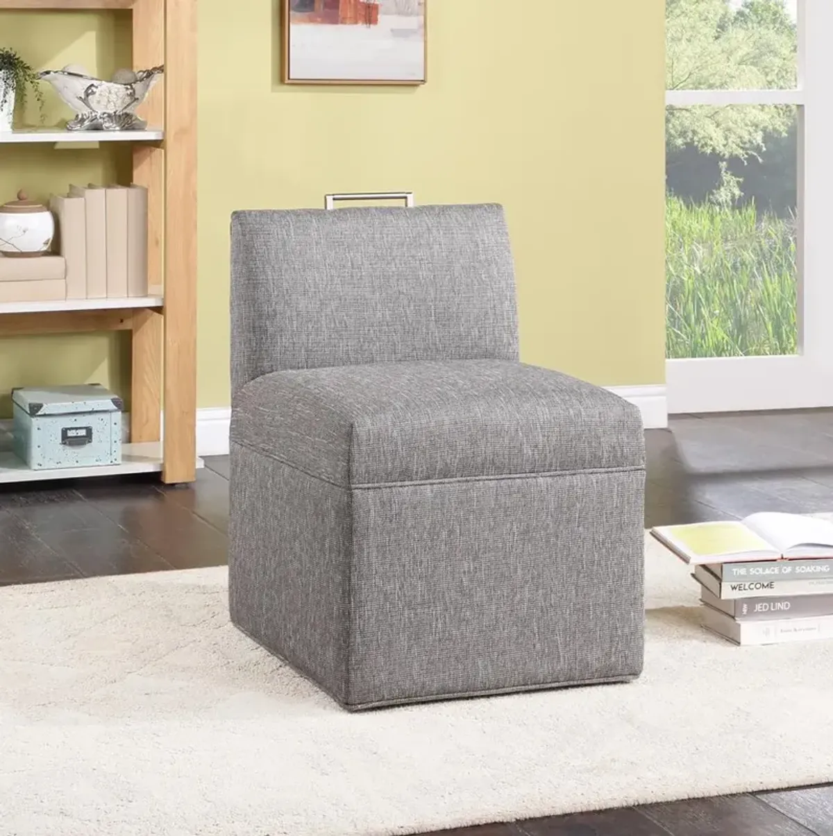 Delray Modern Upholstered Castered Chair in Ashen Grey