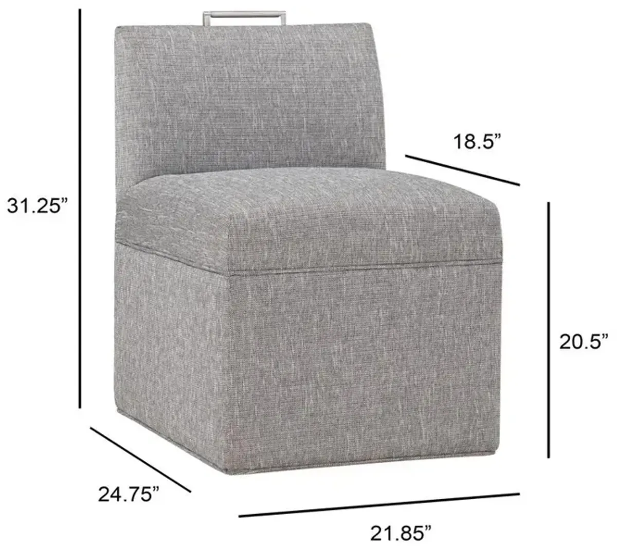 Delray Modern Upholstered Castered Chair in Ashen Grey