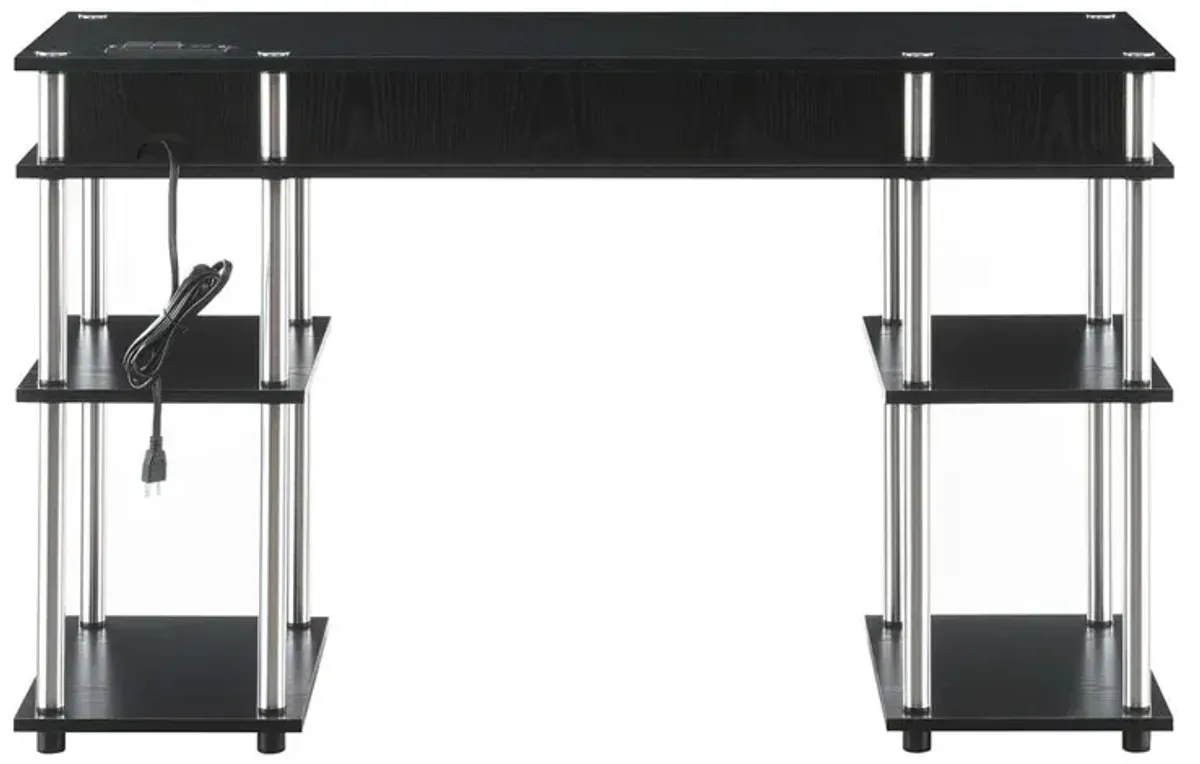 Convenience Concepts Designs2Go No Tools Student Desk with Charging Station, Black