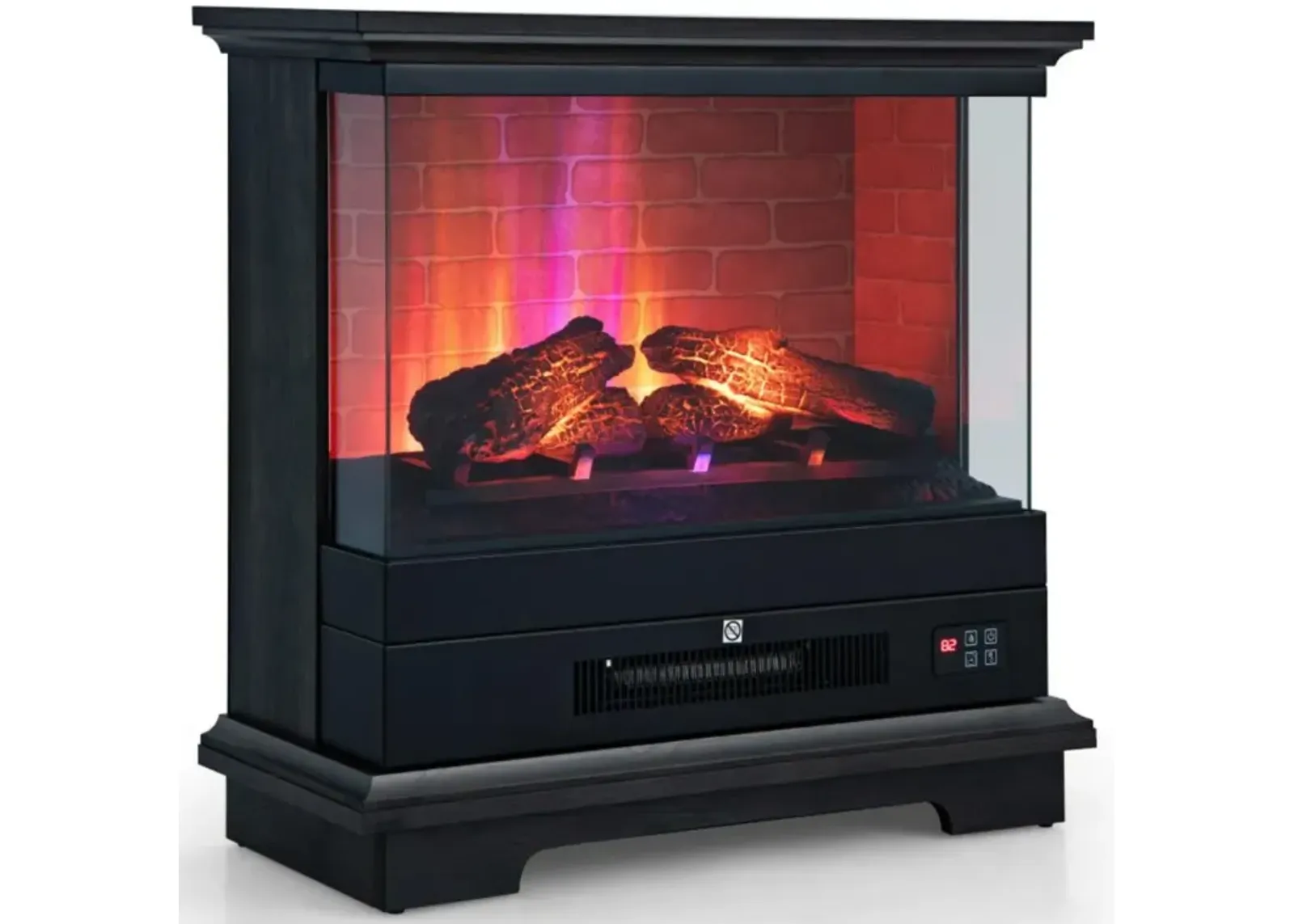 Hivvago 27 Inch Freestanding Electric Fireplace with 3-Level Vivid Flame Thermostat