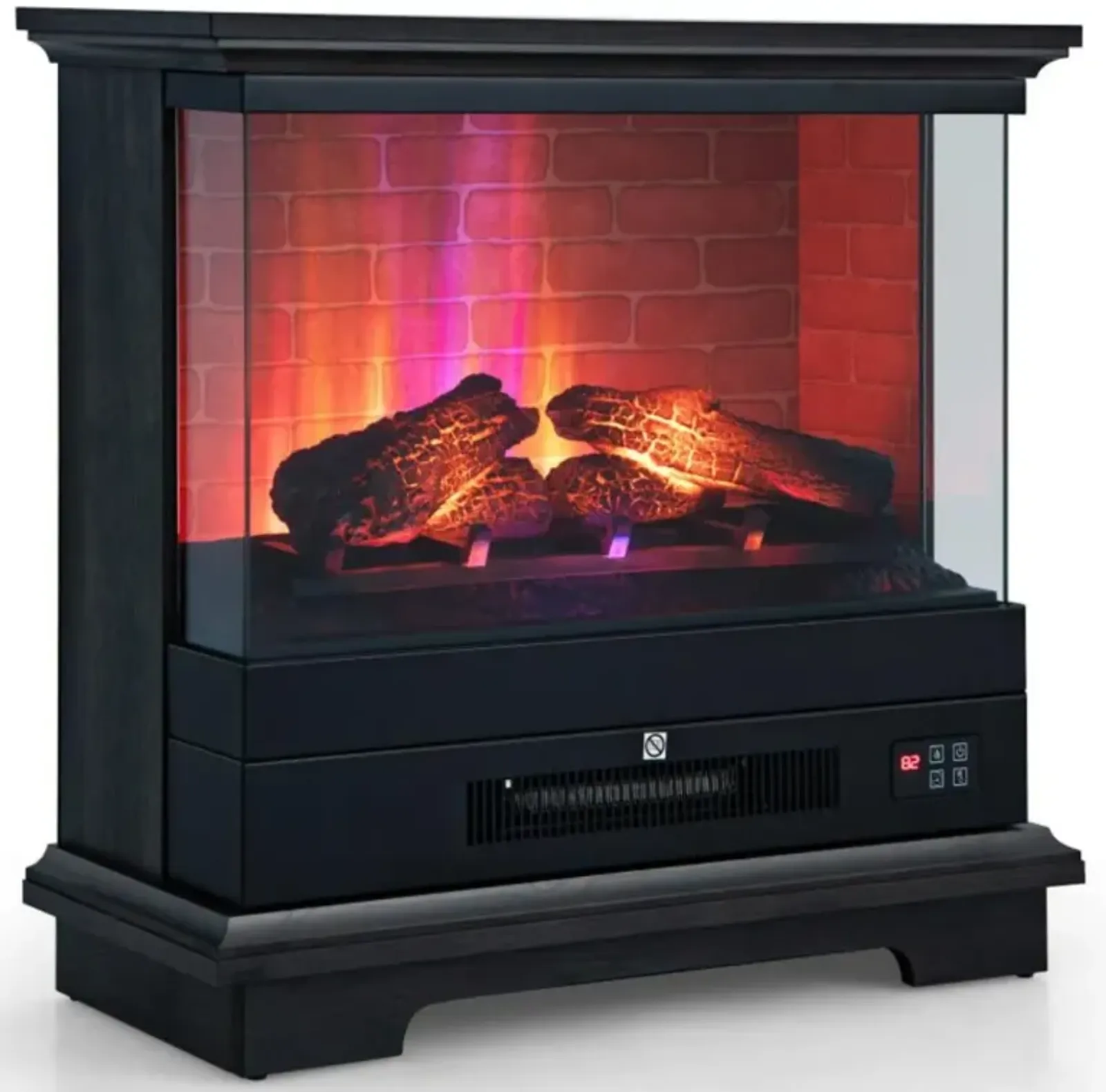 Hivvago 27 Inch Freestanding Electric Fireplace with 3-Level Vivid Flame Thermostat