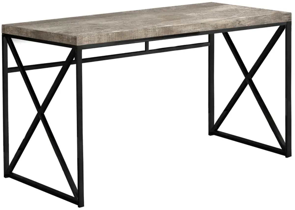 Computer Desk, Home Office, Laptop, Work, Metal, Laminate, Beige, Black, Contemporary, Modern