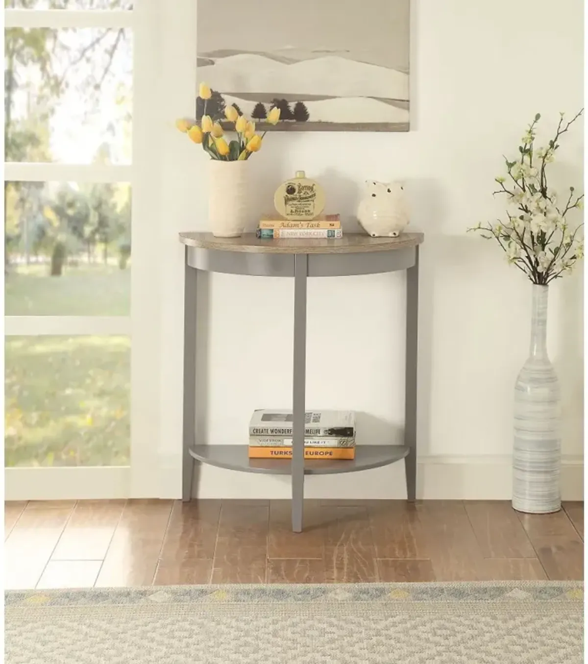 Justino Console Table In Gray Oak & Gray