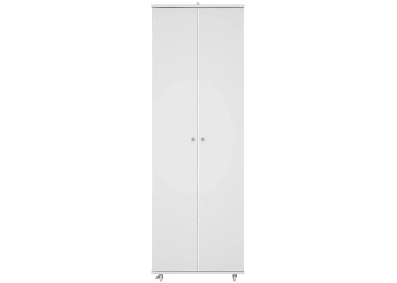 Tall Shoe Rack with Doors & Wheels, Entryway Shoe Cabinet with 8-Tier Shelf, Wood Shoe Storage Organizer for Entryway, White (23.6" W x 15.7" D x 70.9" H)