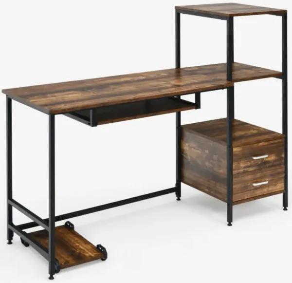 Hivvago 55.5 Inch Computer Desk with Movable Stand and Bookshelves