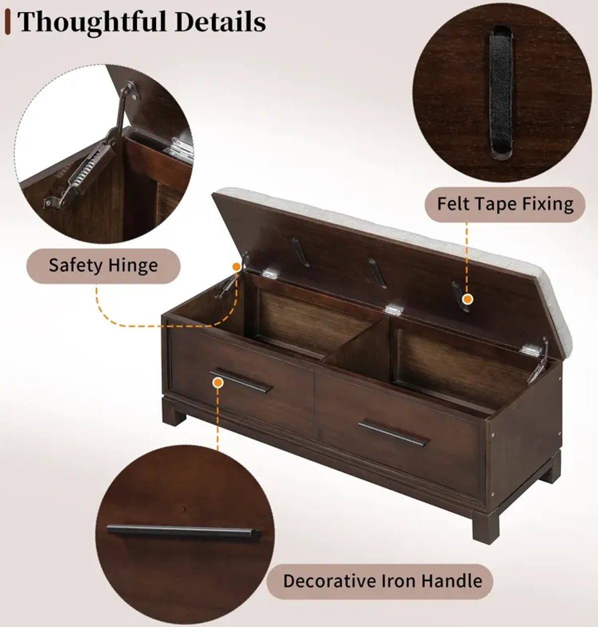 Clihome Shoe Bench with Removable Cushion, Entryway Bench with Hidden Storage for Living Room, Entryway, and Hallways (Natural)