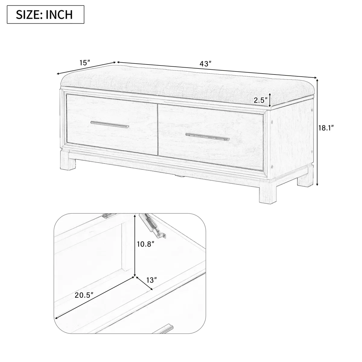 Clihome Shoe Bench with Removable Cushion, Entryway Bench with Hidden Storage for Living Room, Entryway, and Hallways (Natural)