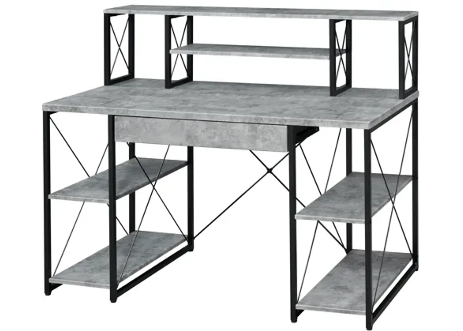 ACME Amiel Writing Desk, Faux Concrete & Black