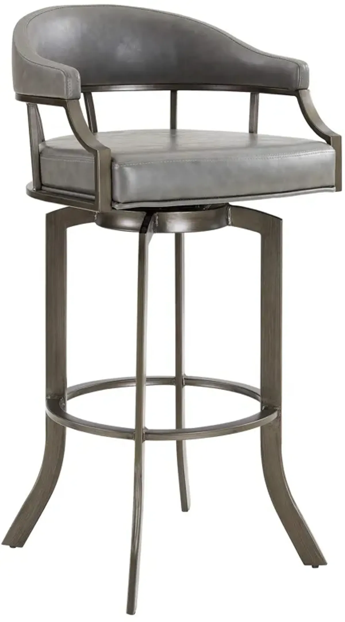 Edy Swivel 26" Mineral Finish and Grey Faux Leather Bar Stool