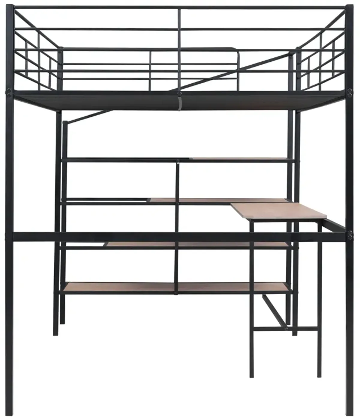 Merax Metal Loft Bed with Desk and Storage Ladder