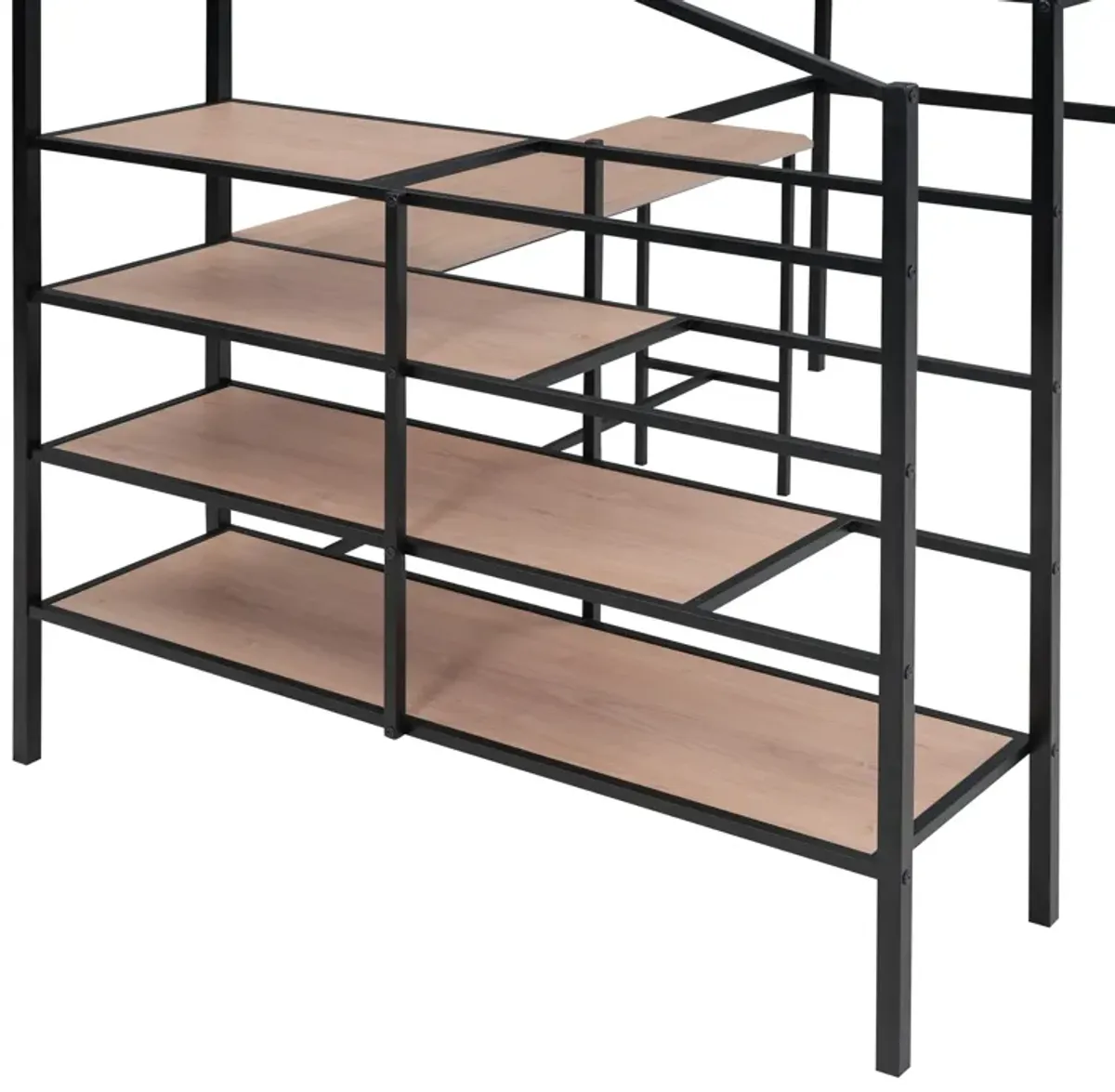 Merax Metal Loft Bed with Desk and Storage Ladder