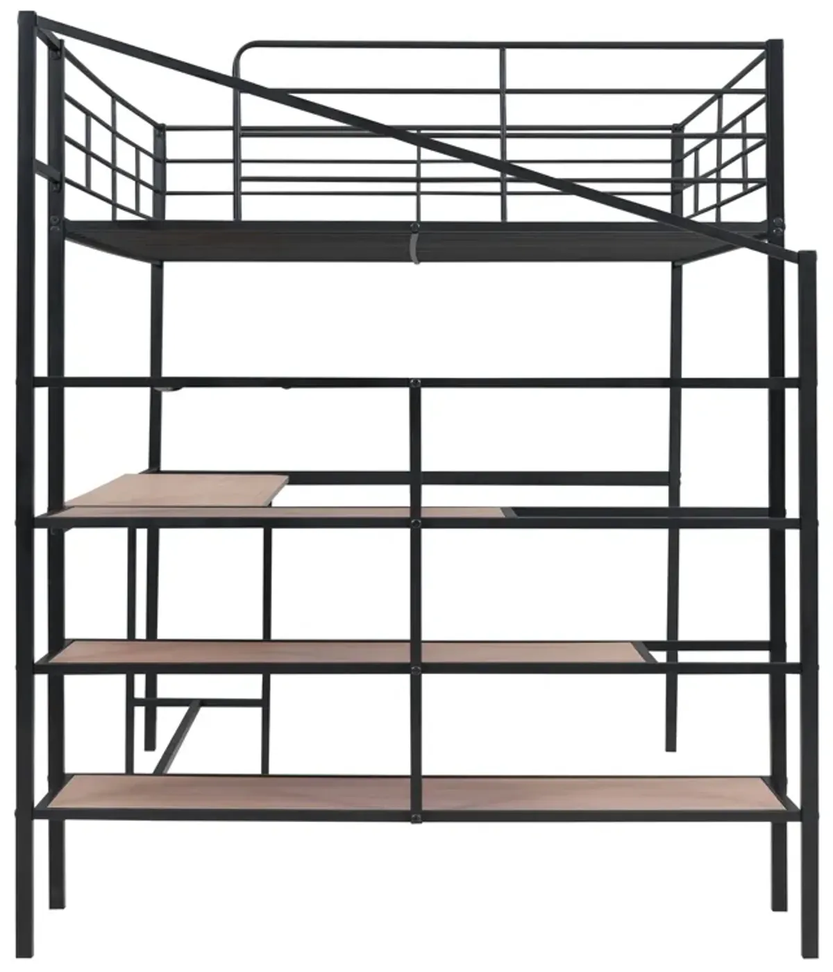 Merax Metal Loft Bed with Desk and Storage Ladder