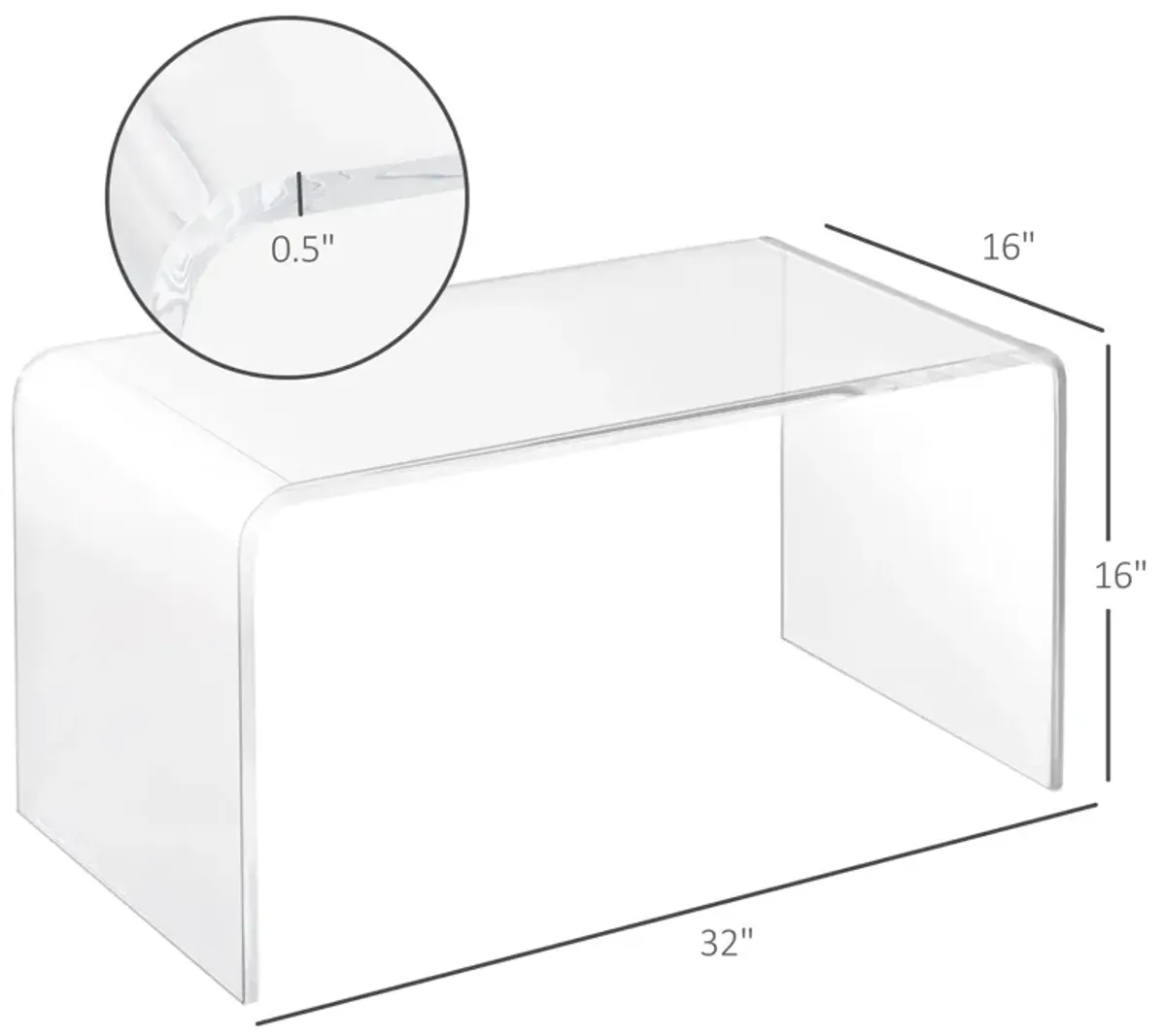 Modern Transparency: 32" Clear Acrylic C-Shaped Coffee Table