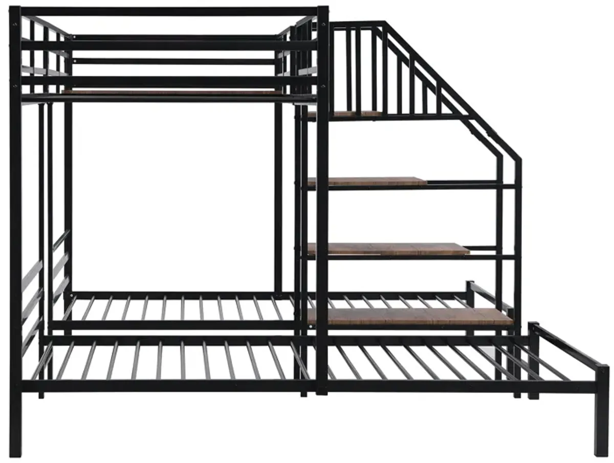 Merax Triple Bunk Bed with Storage Shelves