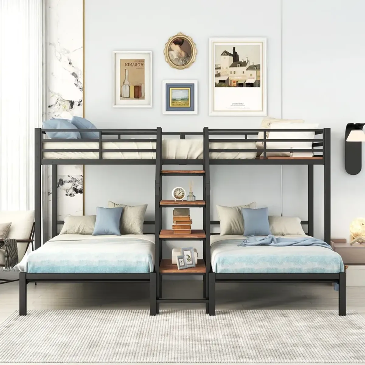 Merax Triple Bunk Bed with Storage Shelves