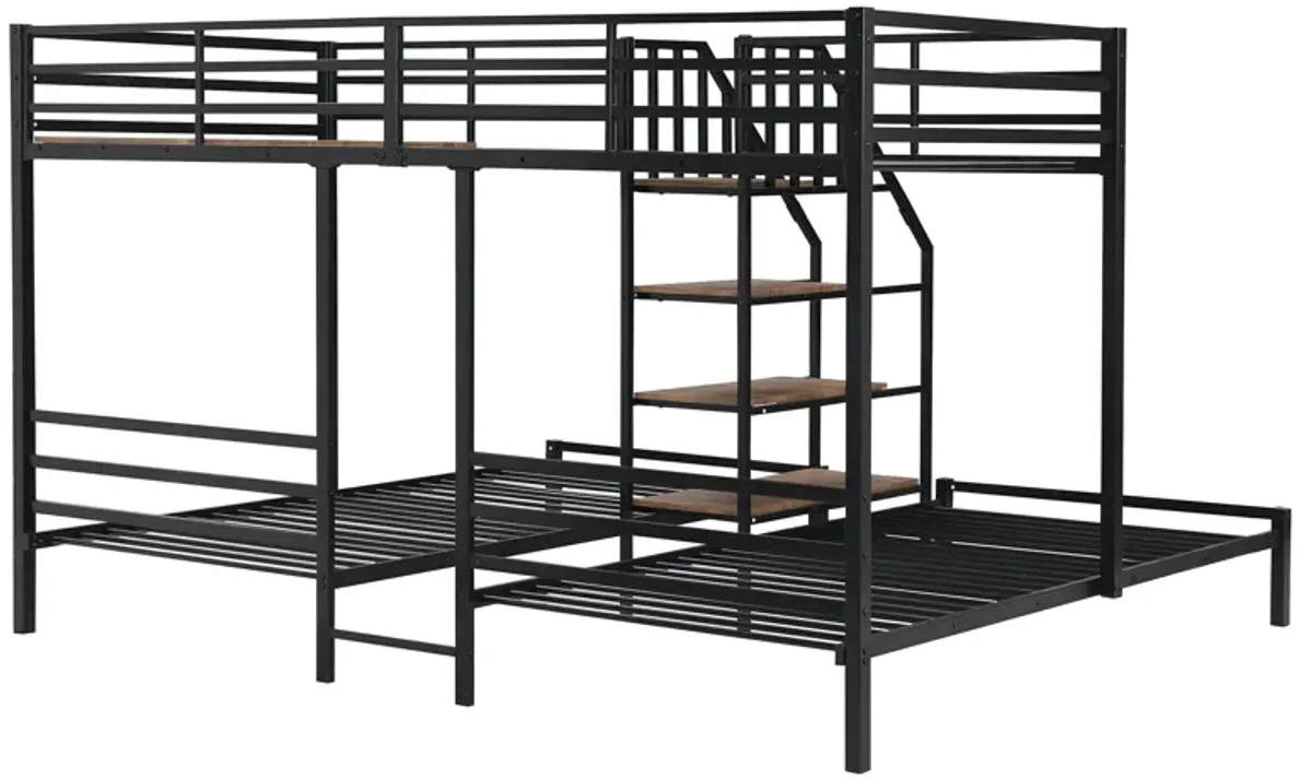 Merax Triple Bunk Bed with Storage Shelves