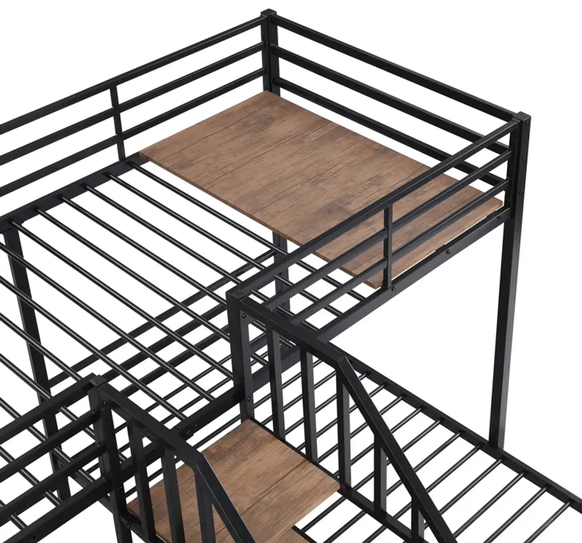 Merax Triple Bunk Bed with Storage Shelves