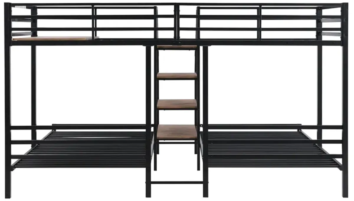 Merax Triple Bunk Bed with Storage Shelves