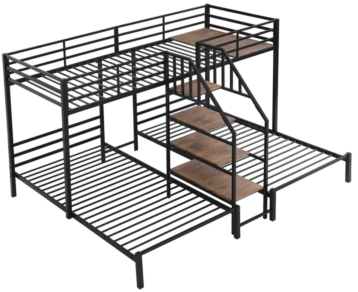 Merax Triple Bunk Bed with Storage Shelves