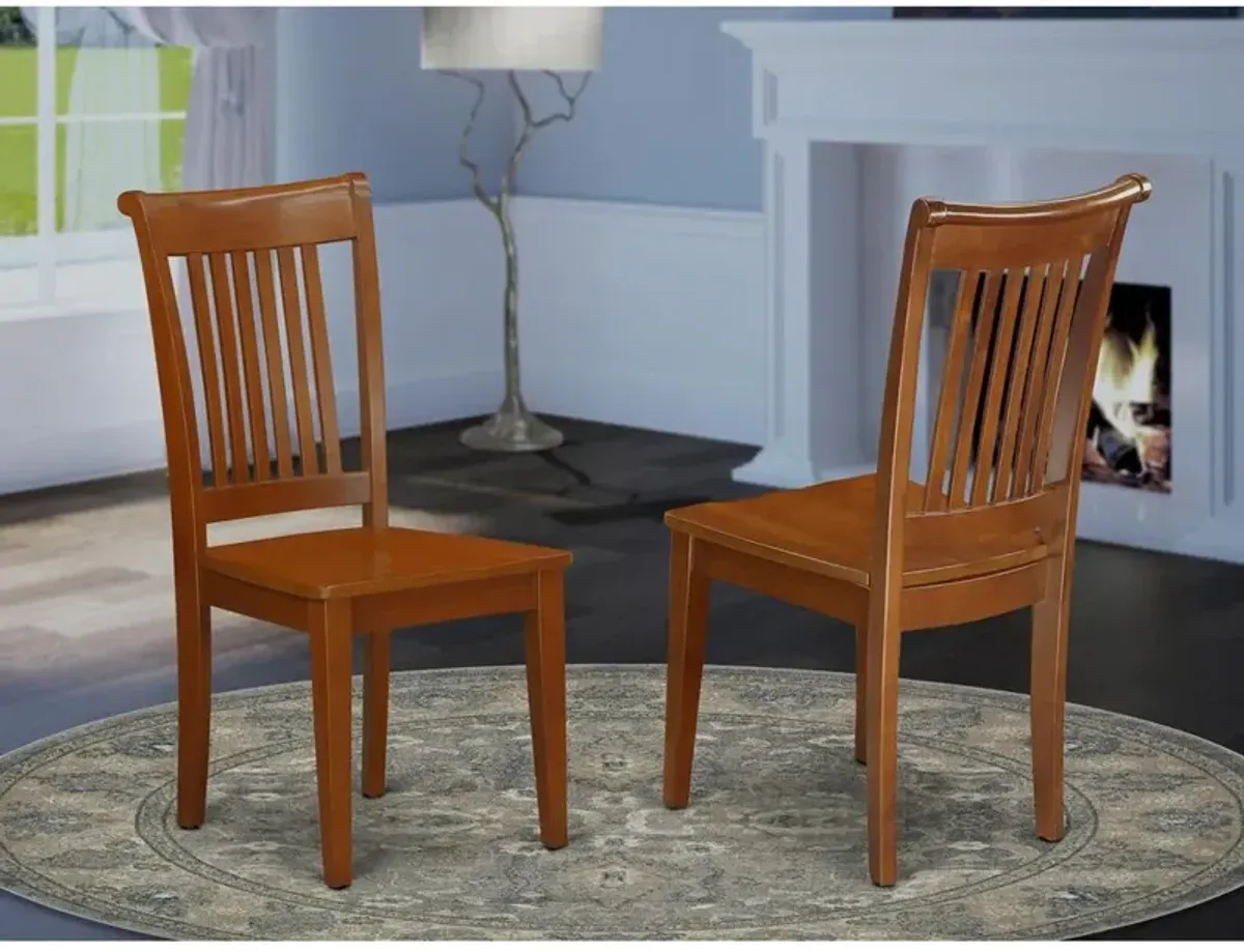 East West Furniture Portland  slat  back  dining  room  chair  with  wood  seat,  Set  of  2