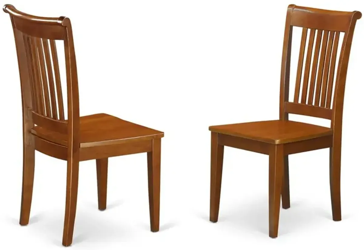 East West Furniture Portland  slat  back  dining  room  chair  with  wood  seat,  Set  of  2