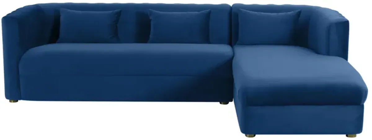 Callie Navy Velvet Sectional - RAF