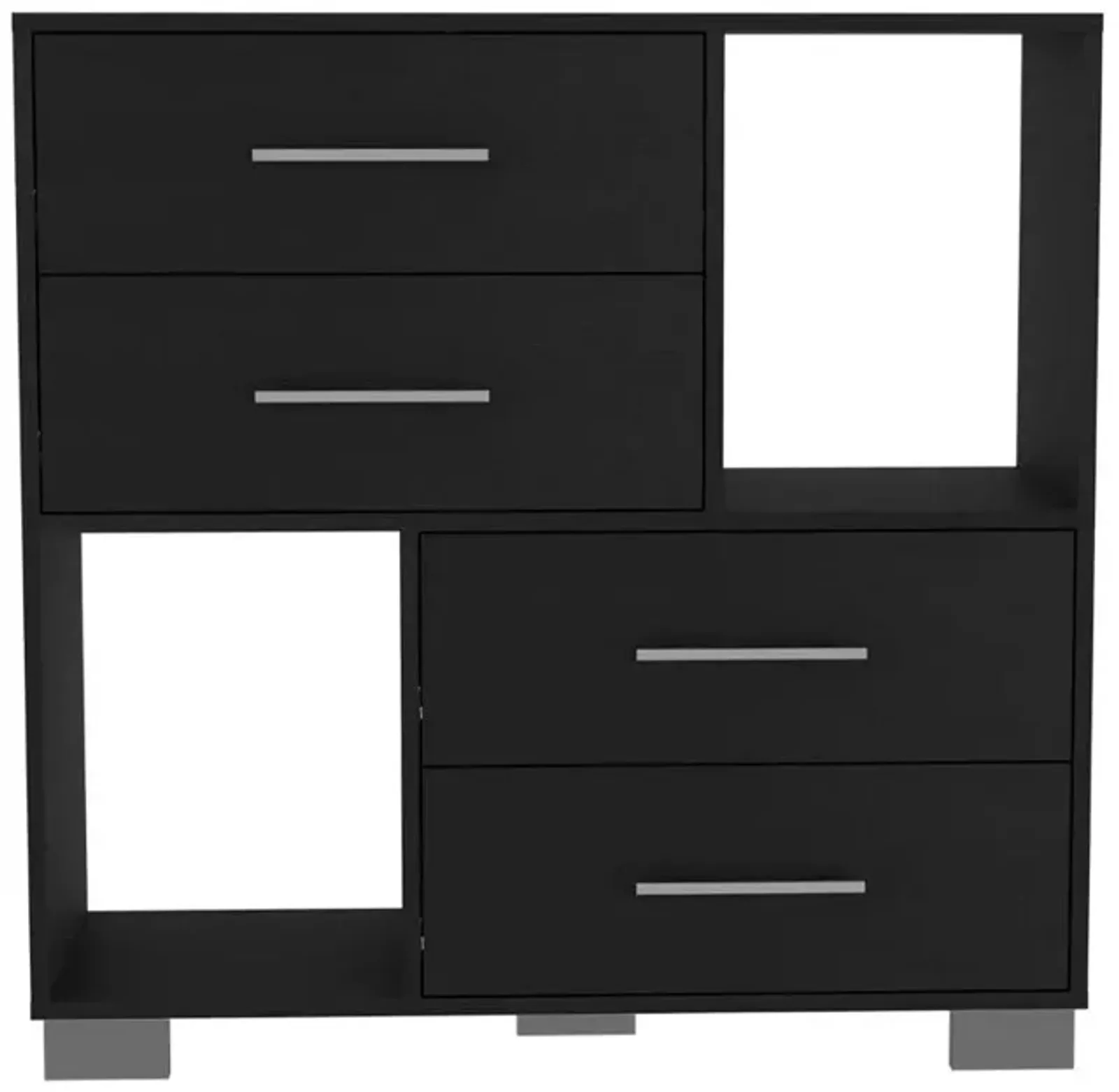 DEPOT E-SHOP Fountain Dresser, Two Open Shelves, Four Drawers-Black, For Bedroom