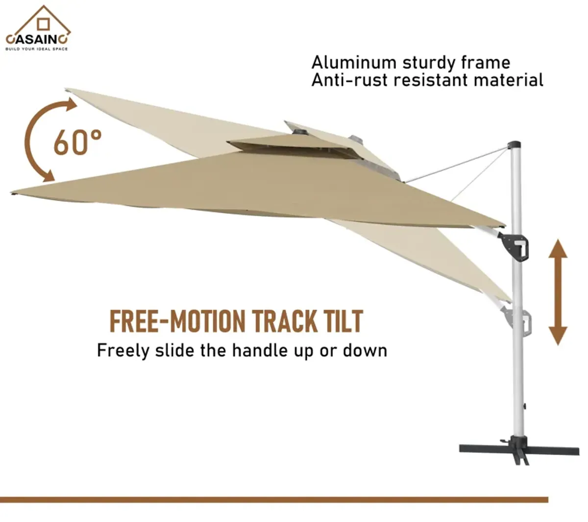 11FT Patio Umbrella Outdoor Square Double Top Umbrella (without Umbrella Base).