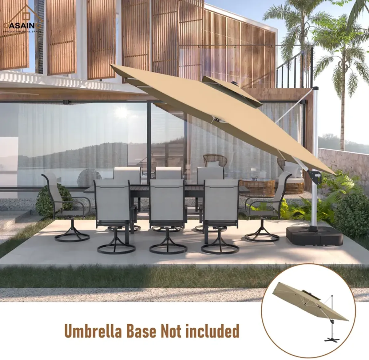 11FT Patio Umbrella Outdoor Square Double Top Umbrella (without Umbrella Base).