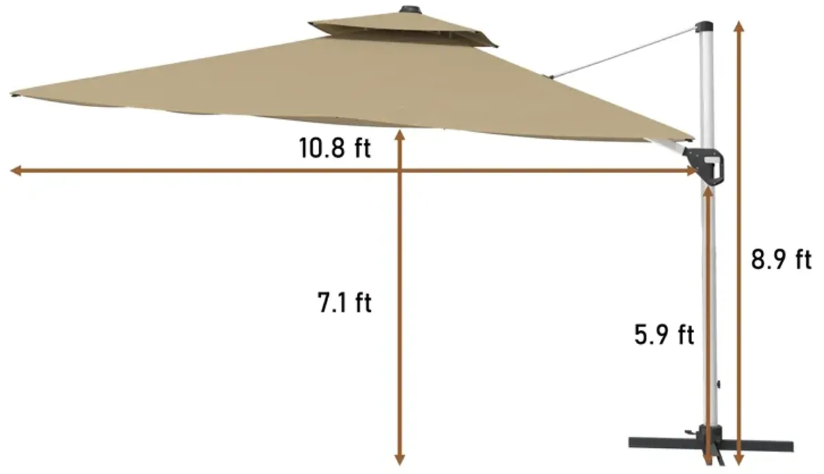 11FT Patio Umbrella Outdoor Square Double Top Umbrella (without Umbrella Base).