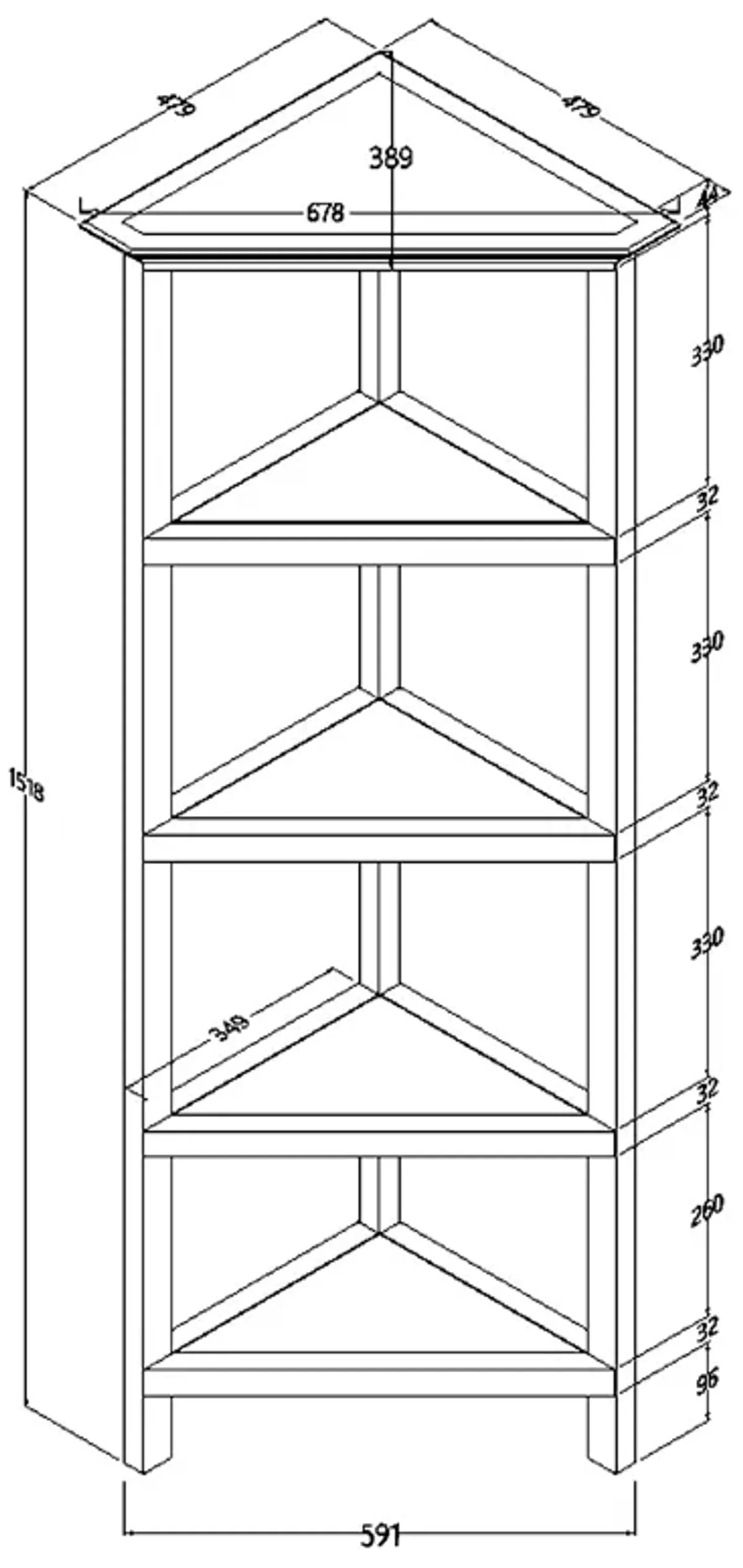 Homezia 60" Bookcase With 2 Shelves