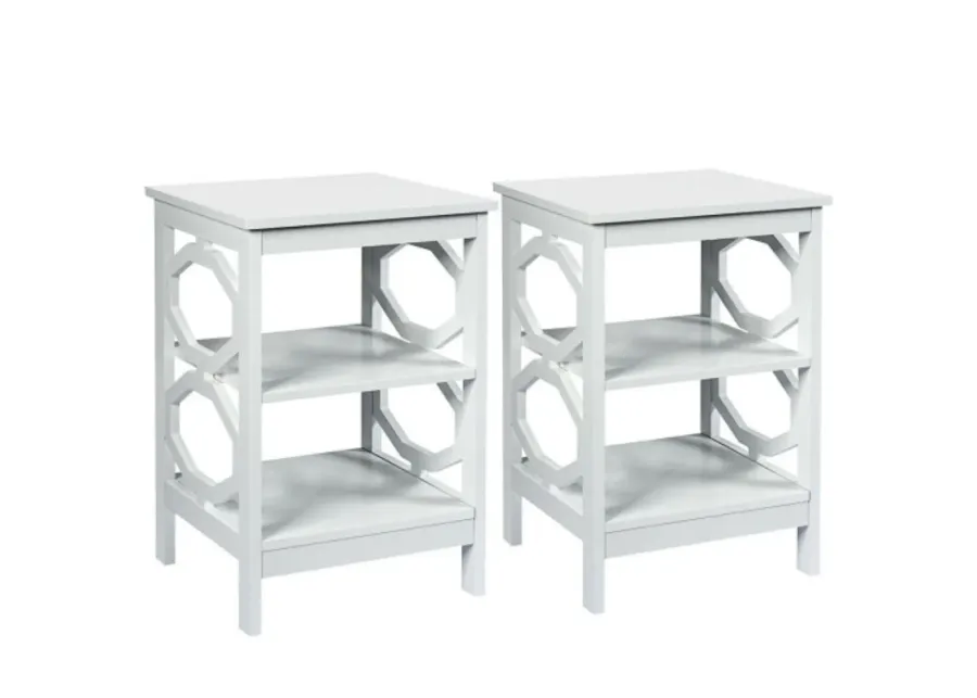 2 Pieces 3-tier Nightstand Sofa Side End Accent Table- White