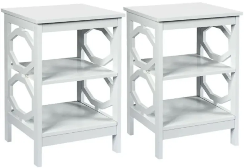 2 Pieces 3-tier Nightstand Sofa Side End Accent Table- White