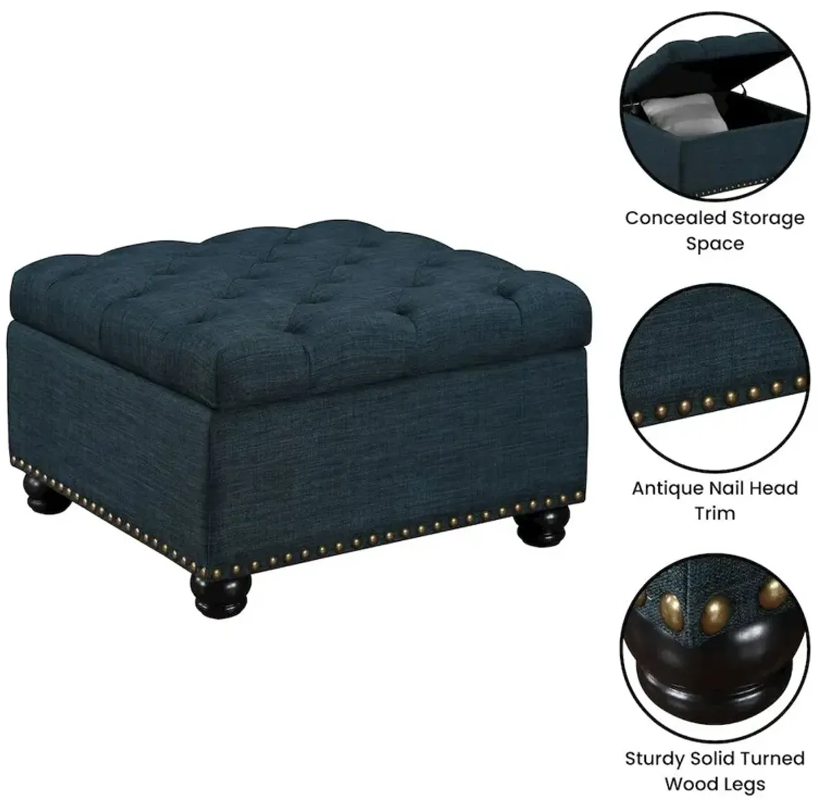 Convenience Concepts Designs4Comfort Herald Square Ottoman Coffee Table with Storage