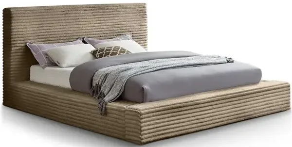 Meridian Furniture Dexter Taupe Corduroy Fabric King Bed